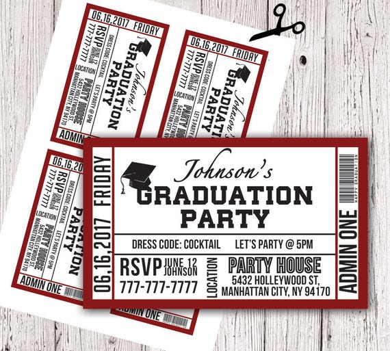 graduation ticket party invitation high school graduation