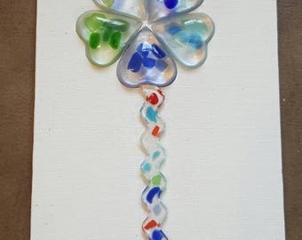 Sea glass art Flower resin, seaglass, Beach glass, Beach finds, Seaside theme, canvas art, mixed media