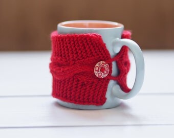 Red mug cozy Coffee cup cozy Cup cozy Coffee cup sleeve Red cup sleeve Red cup cozy Coffee cozy Tea cozy Handmade cozy Holiday gift
