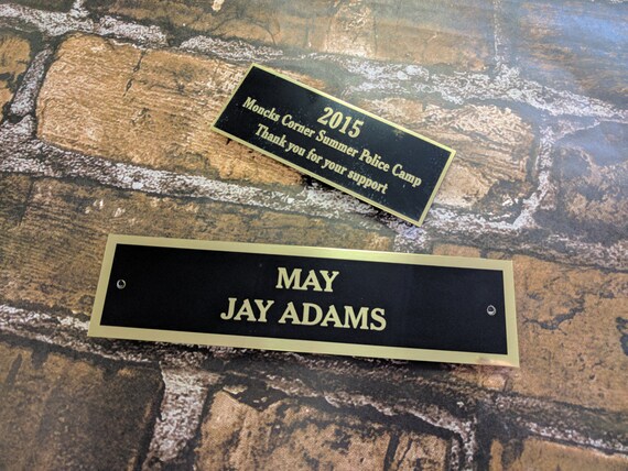 Custom Engraved Black Brass Plate with Options