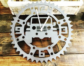 Rustic Metal Jeep Garage Clock- Perfect for the Garage, Office or Man cave!