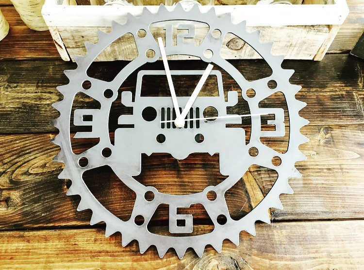 Rustic Metal Jeep Garage Clock Perfect for the Garage Office