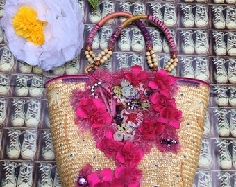 Borsa Da Spiaggia In Bambù Intrecciato A Mano Per Donne, Con Nappe, Ideale Per Viaggi E Weekend