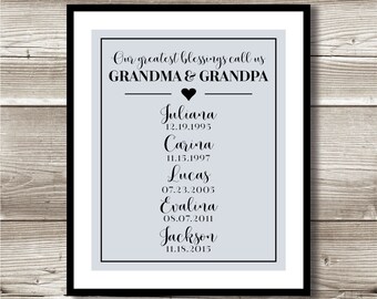 Our Greatest Blessings Call Us Grandma & Grandpa; Digital print; grandparents gift, Gift for Grandparents, Grandchildren blessings