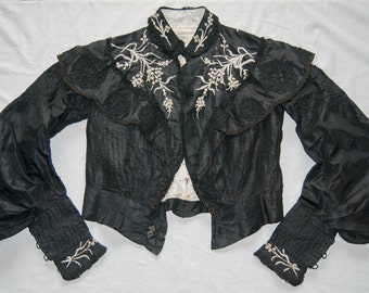 Antique embroidered silk Edwardian bodice (1903-4)