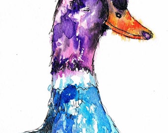 A6 Duck Greeting Card, birthday card, colourful, mallard, farm, countryside, special occasion, duck lover, Duck cards,Wildlife cards