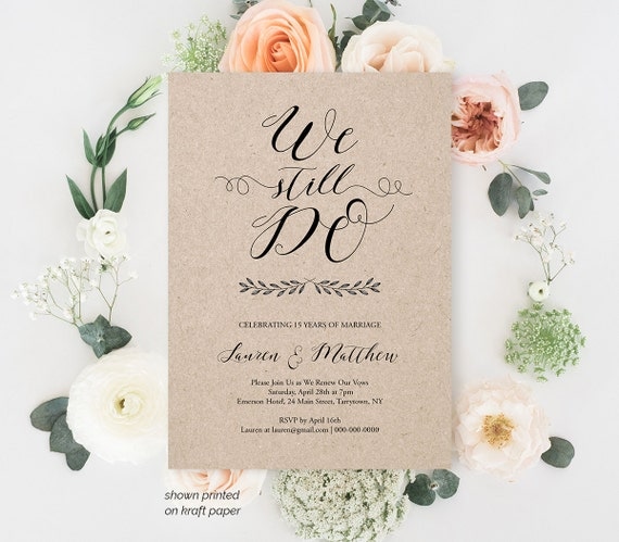  Vow Renewal Invitation Template We Still Do Calligraphy