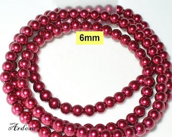 1 strand 82cm = 152 glass beads 6 mm crimsonrot (806.31.1)