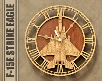 F-15 E Strike Eagle Wooden Wall Clock, United States Air Force, Aircraft Gift, Airplane, Wood Clock, Aviation Gift, Military Gift Pilot Gift