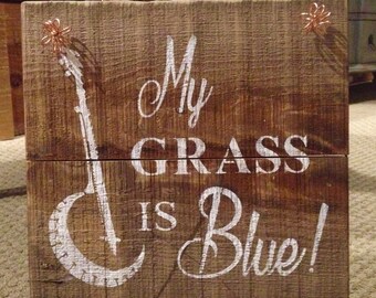 Rustic Barnwood Bluegrass Sign