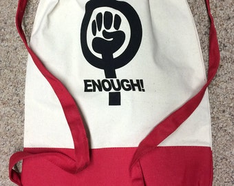 Women Power Enough! Canvas Sport Backpack - Women's March on Washington - Feminist - Protest - Anti-Trump - Female Symbol