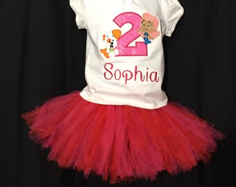 Bubble Guppies Shirt Tutu Set, Bubble Guppies Birthday Shirt, Molly Shirt and Tutu, 2nd Birthday Shirt For Girls, Bubble Puppy Birthday Shir