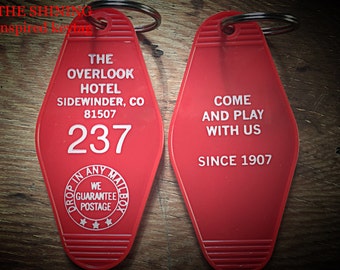 On Sale! Shining inspired OVERLOOK HOTEL Room 237 KEYCHAIN (white lettering)