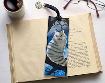 Hand made bookmark - illustrated, laminated, Cheshire Cat