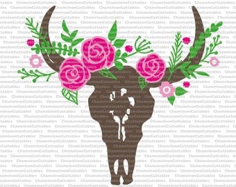 cow skull, svg, cut, file, bull, floral, design, flowers, western, cowgirl, Texas, flourishes, vector, silhouette, clipart, decal, country