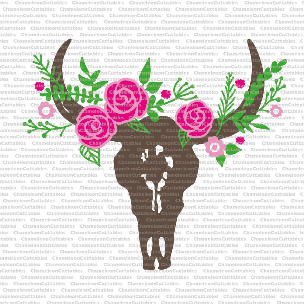 Download cow skull svg cut file bull floral design flowers