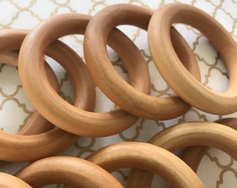 SMOOTH ORGANIC Natural Finished Wood Rings 2.5" or 3" for Baby Teething- Wooden rings sealed w/ 100% Organic Beeswax and Coconut Oil CPSIA