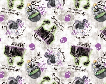 In stock New Disney Female Villains Patch- Ursula, Evil Queen, Maleficent with Skulls 100% cotton fabric - SC370