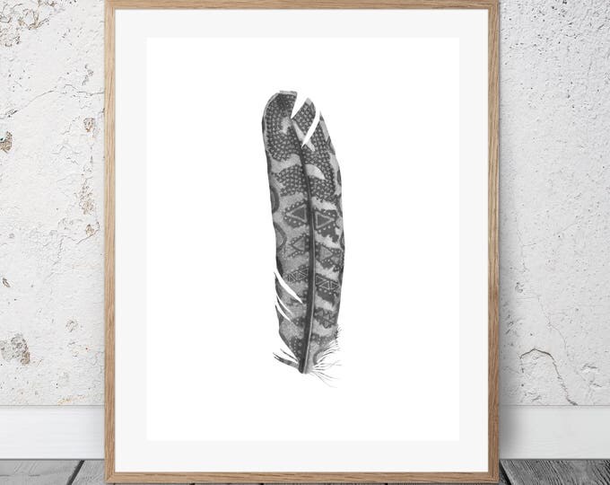 Boho Decor - INSTANT DOWNLOAD Printable Art - Feather Art Print