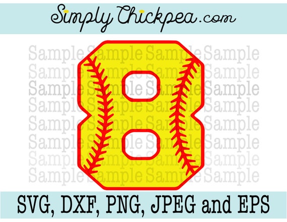 SVG JPEG Dxf cutting file and Eps Softball Number Eight