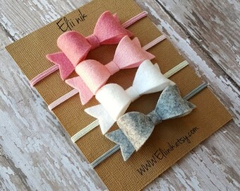 Baby headband bows , baby girl bow headband set, bow headband, baby-girl bow headband, Set of 4 bows, baby accessories, baby bow headband