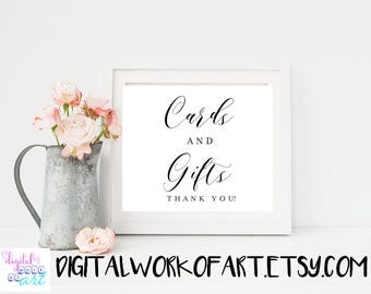 Cards and Gifts Sign, Printable Wedding Sign,Gift table Reception Sign, Calligraphy, Rustic wedding, wedding decor, instant download, #AI-02