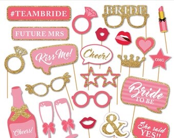 Printable Bridal Shower Photobooth Props - Wedding Photo Booth Props - Bachelorette Party Props - Bride To Be - Instant Download