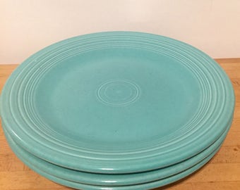 3 Fiesta dinner plates Homer Laughlin Turquoise genuine