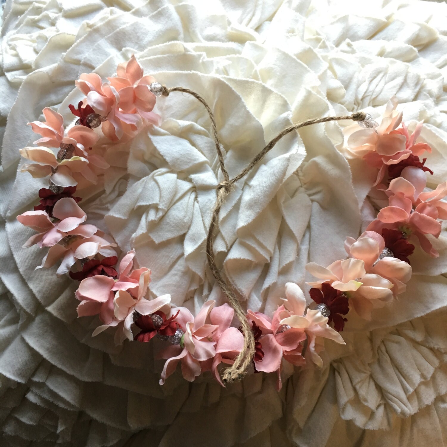 Valentine's Day Flower Crown Red and Pale Pink Flower