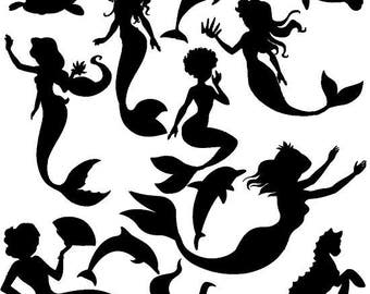 Mermaid silhouette | Etsy
