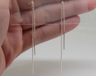Plain Threader Sterling Silver Earrings, Basic Simple Everyday Earrings, Dainty Earrings, Sterling Silver Jewelry