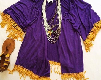 Purple & Golden Fringe Cardi