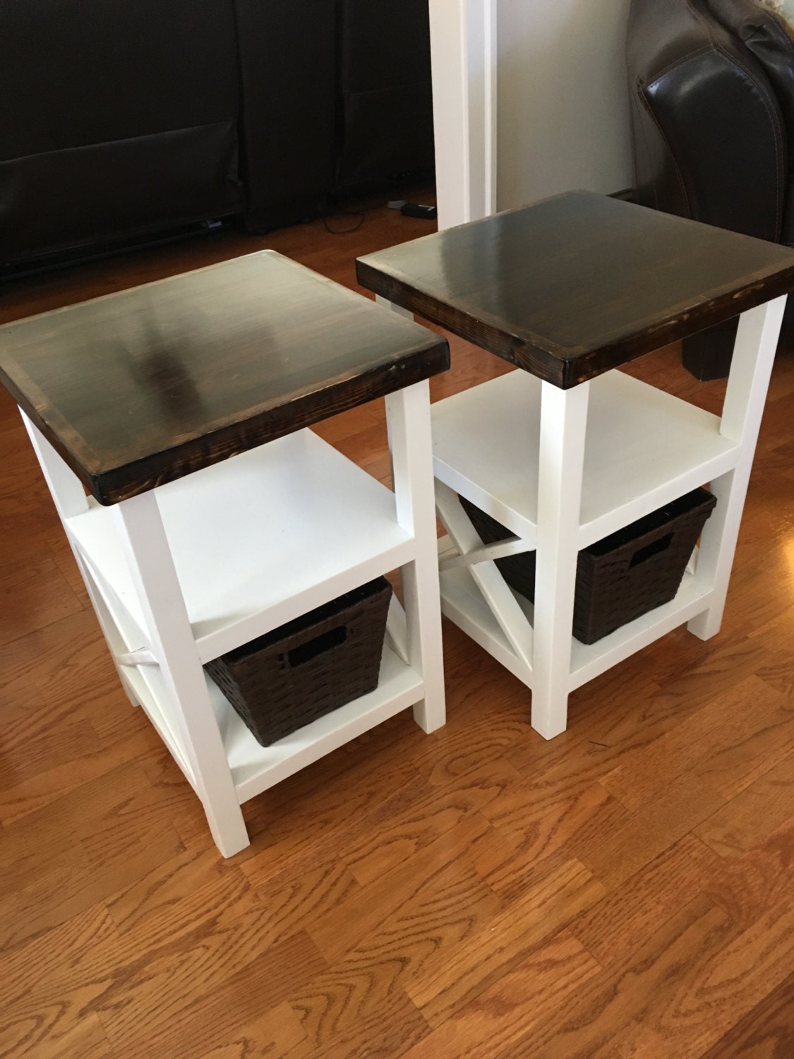 Rustic Farmhouse End Table Floor with Drawers