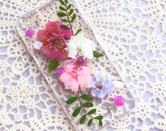iPhone 7 plus Case Dried Pressed Flowers Case, HTC Case, iPhone 6s Case, Samsung Galaxy S7 Case, Clear Phone Case, Colorful Flowers 012