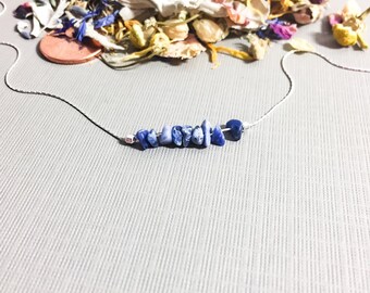 Sodalite Necklace Sodalite Blue Necklace - Boho Necklace, Throat Chakra, Choker Necklaces, Raw Crystal Necklace, Healing Necklace