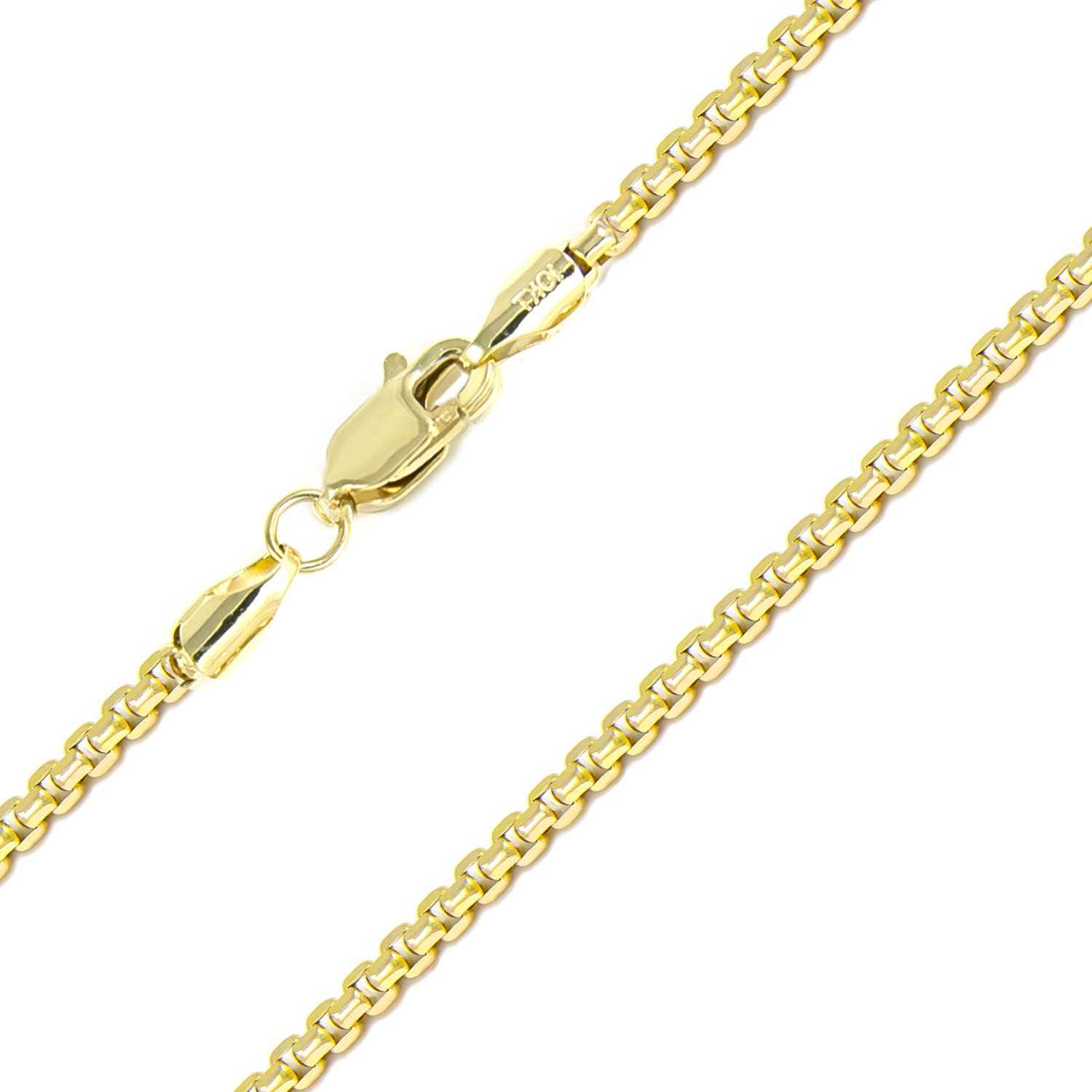 10K Yellow Gold Hollow Box Necklace Chain 2.5mm 18-32