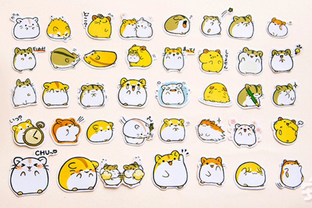 40 Pcs Cute Hamster Sticker, Hamster Sticker Flakes, Furry Animals