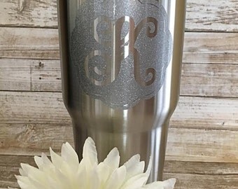 Yeti Decal/Monogram Decal/Yeti Tumbler Decal/Yeti Cup Decal/Glitter Monogram Decal/Yeti Decal for Women/Gift for Her/Bridal Party Gift