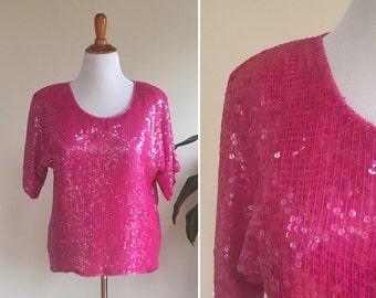 Lipstick Pink Party Top | vintage 1980s