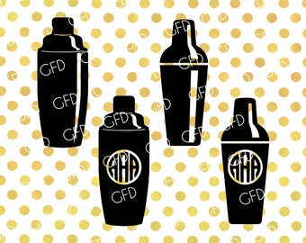 Cocktail Mixer Monogram Frame SVG, Cocktail Shaker SVG, Cocktail Maker SVG, Cocktail Cut File, Instant Download, Svg, Dxf, Jpg, Eps, Png