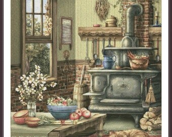Cross Stitch Pattern | Grandmother Kitchen | Cross Stitch Charts | Cross Stitch Pattern | Cross Stitch Designs | Point de Croix | Printable