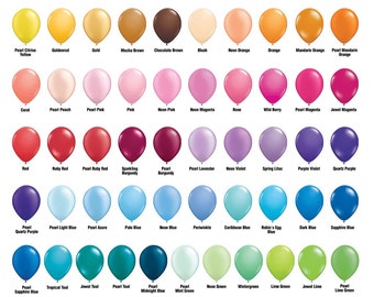 Latex Balloon 11" Pack of 6 solid colors,