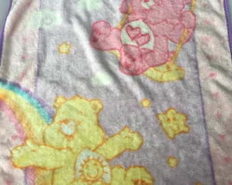 Vintage Care Bears fleece baby blanket