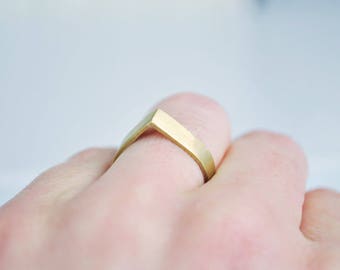 Matt brass ring, geometric minimalist