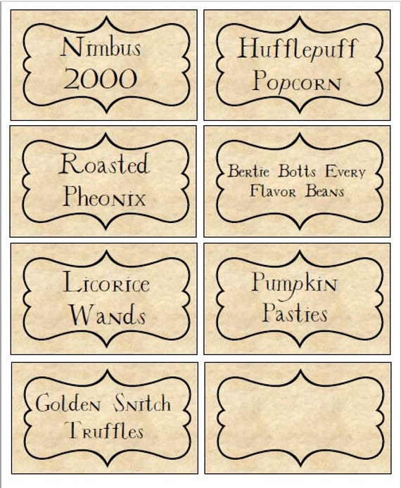 Harry Potter Free Printable Food Labels