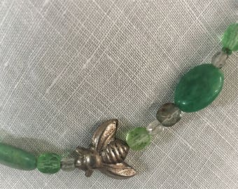 Hand strung natural semi-precious gemstone beaded necklace.