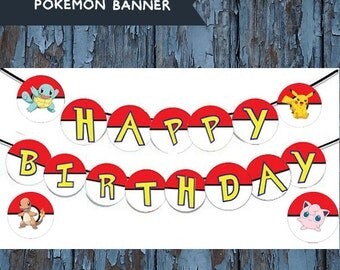 Pokemon, Pikachu banner, Pokemon Party, Pokemon birthday, Pokemon Banner,Pokemon Birthday banner, Pikachu,Pikachu party, Pokemon Printable