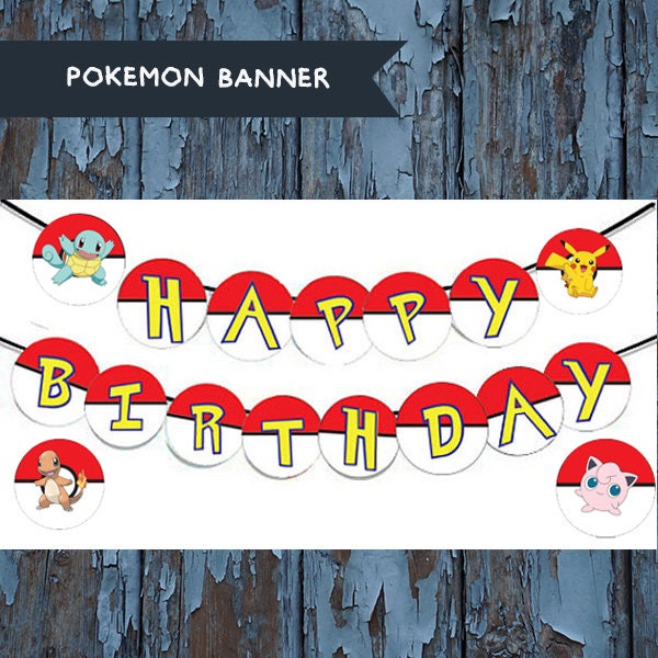 Pokemon Pikachu banner Pokemon Party Pokemon birthday