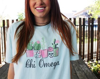 Chi Omega T-shirt, Chi Omega Shirt, Skull T-shirt, Sorority Gift, Greek Gift, Womens Gift, Chi O T-shirt, Chi-0, Chi Omega, Cactus T-shirt