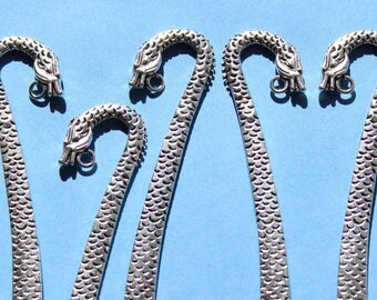 Antiqued Silver Shepherd's Hook Metal Dragon Bookmarks 5 pcs Approx 5 inches